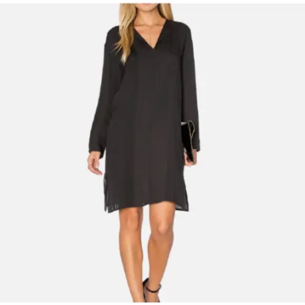 VINCE Black Silk Pintucked Tunic Dress - size 4 Small